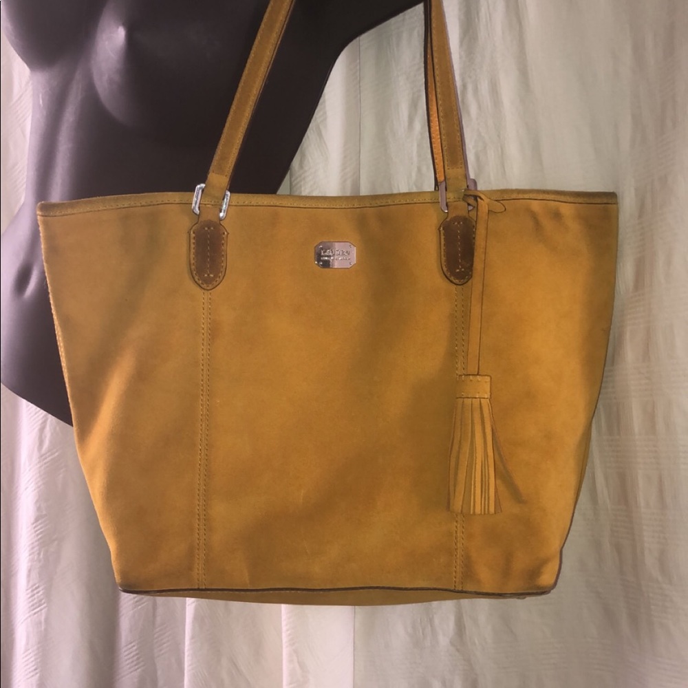 Ralph Lauren Suede Yellow Handbag Tote